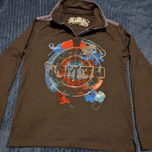 Desigual Men’s Graphic Double Collared Long Sleeve Polo Shirt size Medium